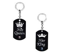 Holibanna 4stücke Schlüsselanhänger Mit Diamantdesign Für His Queen Her King Schlüsselringe Stilvolle Taschenanhänger Für Liebende Robust Und