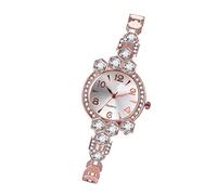 Holibanna Damen Armbanduhr Aus Legierungs-Material Mit Funkelnden Strasssteinen Zierliche Quarzuhr in Roségold Modische Damenuhr Als Eleganter Armschmuck Präzise Zeitmessung Geschenk Für