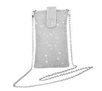 Holibanna Damen Crossbody Bag Klein Glänzende Strasssteine Schultertasche Leicht Vielseitig Für Handy Geldbörse Elegant Silber