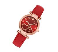 Holibanna Damenuhr Herzmotiv Rotes Lederarmband Elegante Casual Armbanduhr Damen Analog Kleine Uhr Mit Klarem Zifferblatt Und Stilvollem Design Für Alltag Und Geschenk