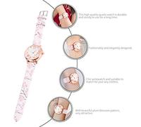 Holibanna Elegante Damenuhr Quarzuhr mit Pflaumenblütenmuster Kleine Analoguhr Rosa Modische Armband Uhr für Damen und Mädchen