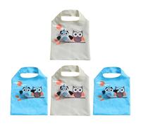 Holibanna Faltbare Einkaufsbeutel mit Cartoon Eule 4er Set aus Polyester großvolumig und leicht für Damen und Mädchen zum Einkaufen Zufällige Farbe