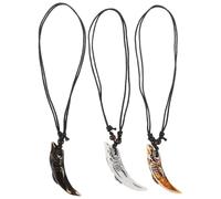 Holibanna Haifischzahn Halskette 3 Stück Geschnitzte Holzperlen Weiß Schwarz Rotbraun für Männer und Jungen Modische Kette Dekorative Halskette Halsschmuck Geeignet für Alltag Party Bankett