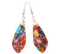 Holibanna Ohrringe Statement Schmuck für Damen mit Bunten Steinen Boho aus Metall Tropfenförmige Leichte Ohrhänger Passend für Festival und Alltag