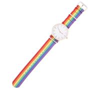 Holibanna Regenbogen Design Armbanduhr Unisex Quarzuhr Mit Nylonarmband Zarte Handgelenk Dekoration in Roségold Für Damen Und Herren