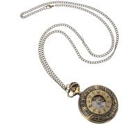 Holibanna Retro Taschenuhr Vintage Uhr mit Zahnradmuster Große Dekorative Taschenuhr aus Legierung und Kunststoff Goldfarben Präzise Quarzuhr für Damen und Herren für Hochzeiten