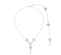 Holibanna Schlichte Damen Rückenkette Silber mit Kristall Anhänger Braut und Hochzeitschmuck Modische Perlenkette für Hochzeit Party und Alltag