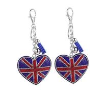 Holibanna Schlüsselanhänger-Set Mit Britischer Flagge Und Strasssteinen Union Jack Uk-Herz-schlüsselanhänger Modischer Dekorativer Schlüsselanhänger Für Frauen