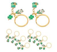 HOLIDYOYO 10 Stück Metall Glücksklee Schlüsselanhänger mit Koboldhut St Patrick’s Day Party Gastgeschenke Kleeblatt Taschenanhänger als Irischer Glücksbringer Robustes Accessoire