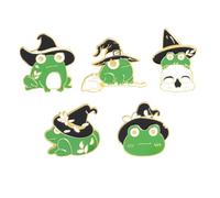 HOLIDYOYO Grüne Frosch Broschen aus Legierung 5 Stück Leicht und Kleidungsschmuck für Rucksack oder Schal Niedliche Cartoon Anstecker Zufälliger Stil