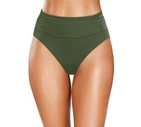 Holipick Damen-Bikinihose mit hoher Taille, Bauchkontrolle, Badehose, hoch geschnitten, Badehose, Grün (Army Green), Large
