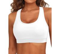 Holipick Damen Sport-BH Bikini-Oberteile Racerback Schwimm-Top U-Ausschnitt Badeanzug-Oberteil bescheiden gepolsterte Crop-Tops nur Badeanzug, Weiss/opulenter Garten, XL
