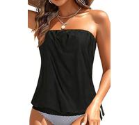 Holipick Trägerloses Tankini-Top für Damen, Bademode, Top, Bandeau-Badeanzug, Blouson, Badeanzug, ohne Unterteil, Schwarz, XX-Large