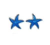 HoLiv Damen-Ohrringe Mit Seestern, Silber, 925Er Sterlingsilber, Blaue Stern-Ohrringe, Seestern-Fisch-Ohrringe, Strand-Ozean-Ohrringe, Kleine Schläfer-Ohrringe, Geschenke Für Meeresliebhaber