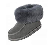 Hollert Damen & Herren Lammfell Hausschuhe Adam Fellschuhe aus Merino Schaffell Echtleder sehr warm und atmungsaktiv Schuhgröße 45, Farbe Grau