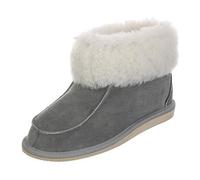 Hollert Damen & Herren Lammfell Hausschuhe ZUGSPITZE GRAU 100% Merino Schaffell für Wohlgefühl - warm, atmungsaktiv Schuhgröße EUR 41