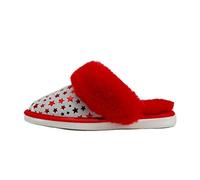 Hollert Damen Lammfell Hausschuhe LAURA Rot/Weiß Pantoffeln Puschen warme Schuhe echt Merino Schaffell & Veloursleder Schuhgröße EUR 37