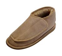 Hollert German Leather Fashion Lammfell Hausschuhe - Christel Herren Damen Fellschuhe mit Klettverschluss Schuhgröße EUR 45, Farbe Beige