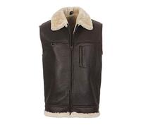 Hollert German Leather Fashion Lammfellweste - FIRMINIUS mit Kragen Herren Weste aus hochwertigem Merino Lammfell und Echtleder Größe L, Farbe Espresso
