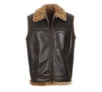 Hollert German Leather Fashion Lammfellweste - FIRMINIUS mit Kragen Herren Weste aus hochwertigem Merino Lammfell und Echtleder Größe 3XL, Farbe Braun