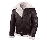 Hollert Herren Lammfelljacke B16 Modell 1 Espresso/WEIß Sylvester Style Winterjacke 100% Merino Felljacke Lederjacke Größe XL