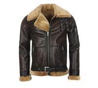 Hollert Herren Lammfelljacke B16 MODELL 3 WALNUSS/CAPPUCCINO Sylvester Style Winterjacke 100% Merino Felljacke Lederjacke Größe XXL