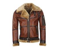 Hollert Herren Lammfelljacke B16 Modell 5 Kastanie/Cappuccino Sylvester Style Winterjacke 100% Merino Felljacke Lederjacke Größe XXL