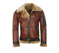Hollert Herren Lammfelljacke B16 Modell 5 Kastanie/Cappuccino Sylvester Style Winterjacke 100% Merino Felljacke Lederjacke Größe L