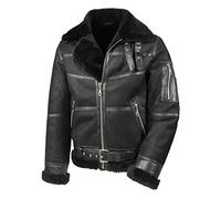 Hollert Herren Lammfelljacke B16 Modell 7 SCHWARZ Sylvester Style Winterjacke 100% Merino Felljacke Lederjacke Größe 4XL