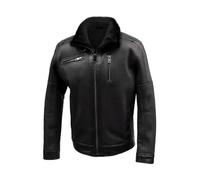 Hollert Herren Lammfelljacke Bartek Winterjacke Felljacke aus Merino Schaffell Echtleder sehr warm und gleichzeitig atmungsaktiv Größe XL, Farbe Schwarz