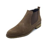 Hollert Herren Stiefelette Chelsea Boots Modell 702 Stiefel Veloursleder Classic Schuhe Schuhgröße 45, Farbe Khaki