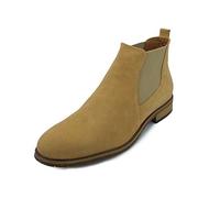 Hollert Herren Stiefelette Chelsea Boots Modell 702 Stiefel Veloursleder Classic Schuhe Schuhgröße 43, Farbe Sand