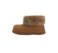 Hollert Lammfell Hüttenschuhe Unisex Hausschuhe warm Bequeme Bettschuhe Wildledersohle Echtleder Farbe Cognac, Größe 36 EU