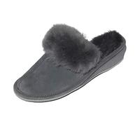 Hollert Leather Lammfell Hausschuhe MAROKKO Premium Damen Fellschuhe aus 100% Merino Schaffell Größe EUR 41, Farbe Grau