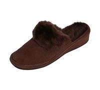 Hollert Leather Lammfell Hausschuhe MAROKKO Premium Damen Fellschuhe aus 100% Merino Schaffell Größe EUR 41, Farbe Braun