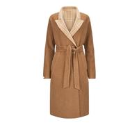 Hollert Mantel Mariella - Damen Wollmantel mit Alpaka, eleganter Wintermantel mit Gürtel & Reverskragen, Kamelbraun