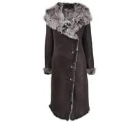 Hollert Toscana Lammfellmantel Davina Braun Damen Fellmantel Wintermantel Ledermantel mit Kapuze seidig weiches Fell Größe XXL