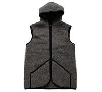 Hollert Unisex Wollweste Tafara aus Merinowolle kuschelig & weich mit Reißverschluss und Kapuze Größe XXL, Farbe Graphit