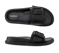 holster Laze Vegane Pantoletten für Damen,leichte Alltagssandalen,Fußgewölbestütze,podologisch geprüftes gepolstertes Fußbett,verstellbare Schnalle,wasserdichte Strand&Freizeitslipper SCHWARZ 42