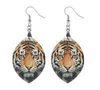 Holz baumeln Ohrringe für Frauen Leichte Ohrring Anhänger Jahr des Tigers Tiger Gesicht Ohrringe Elegantes Geschenk für Hochzeit, Apricot shaped, Holz, Holz
