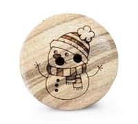 Holz Knöpfe 2 Loch Schneemann aus echtem Oliven Holz und teilweise sichtbarer Maserung (10 Stück) (15mm)