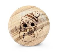 Holz Knöpfe 2 Loch Schneemann aus echtem Oliven Holz und teilweise sichtbarer Maserung (10 Stück) (17mm)