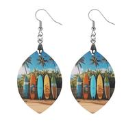 Holz-Ohrringe für Frauen, leichte Ohrring-Anhänger, Surfbrett-Ohrringe, elegantes Geschenk für Hochzeit, Apricot shaped, Holz, Holz