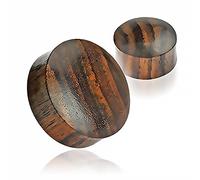 Holz Plug Ohr Flesh Tunnel Wood 3-50mm Ear Plug Sattle Fit Double Flared Organic dunkelbraun 4 mm