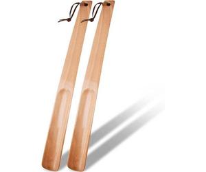 Holz Schuhlöffel 2er Set Lang stabil 38cm Hellbraun