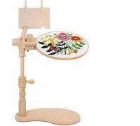 Holz Stickrahmenständer, Drehbarer & Höhenverstellbarer Stickrahmen Halterung für Kreuzstich, Nadelspitze & Handarbeiten, Stabiler Freihändiger Kunsthandwerk Rahmenständer