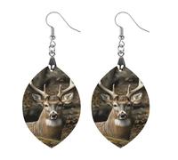 Holz-Tarnmuster-Hirsch-Ohrringe für Damen, leichte baumelnde Ohrringe, ethnisch, geometrisch, aprikosenförmig, Vintage-Retro-Schmuck, Geschenk für den täglichen Gebrauch, Hochzeit, Party