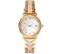 HOLZKERN Damen-Solaruhr Sunglister Weißes Perlmutt/Goldfarben Elegante Armbanduhr für Frauen, 9010631019587