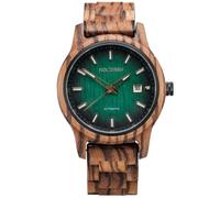 Holzkern Herren-Armbanduhr Automatik Nightbird Zebrano/Grün