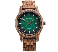 Holzkern Herren-Armbanduhr Automatik Nightbird Zebrano/Grün